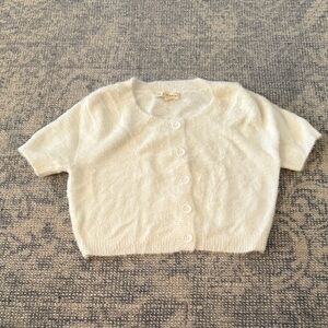 White Short Sleeve Cardigan